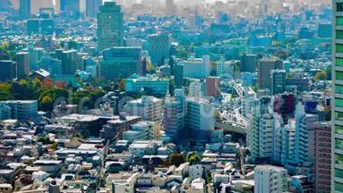 东京大角度长镜头倾斜式微缩城市景观的延时